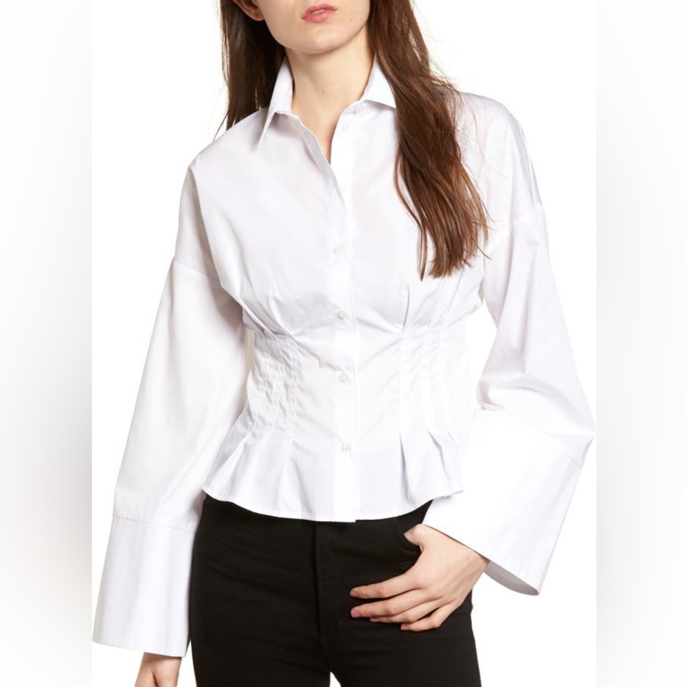 Topshop Tuck Waist Corset Shirt